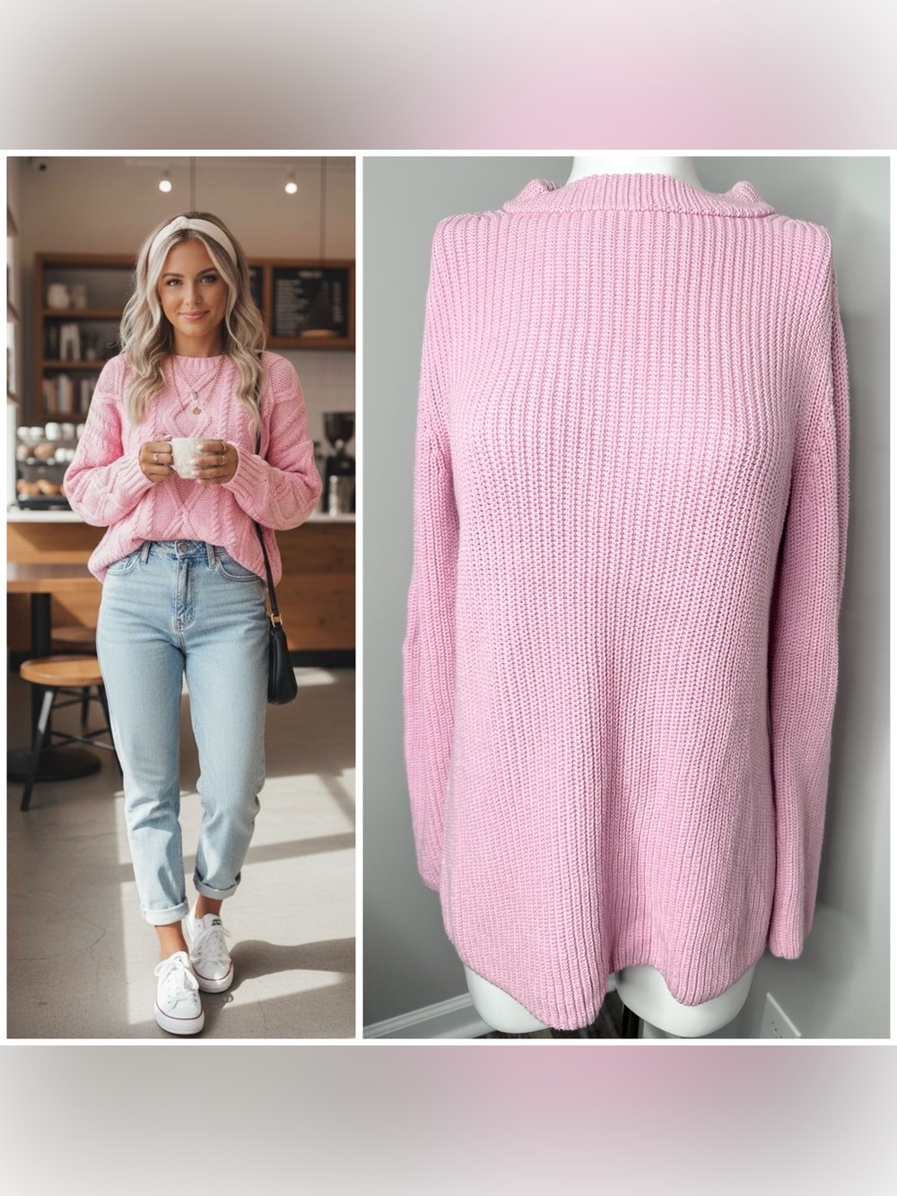 Talbots Light Pink Crewneck Knit Sweater- small